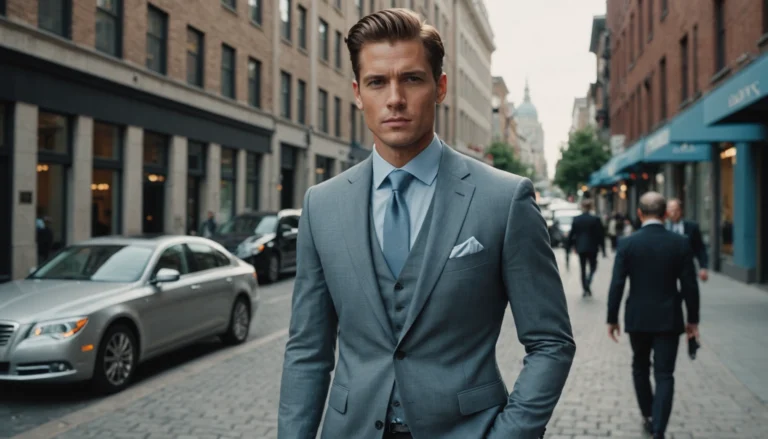 costume gris chemise bleu