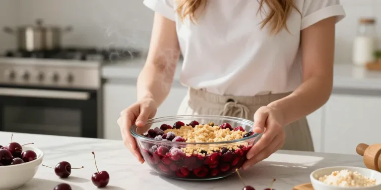 dessert avec cerises congelées